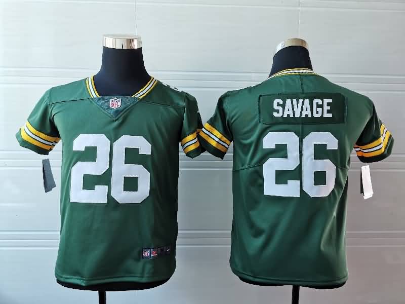Green Bay Packers Kids SAVAGE #26 Green NFL Jersey