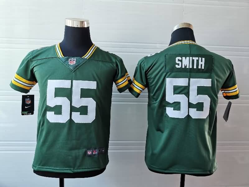 Green Bay Packers Kids SMITH #55 Green NFL Jersey