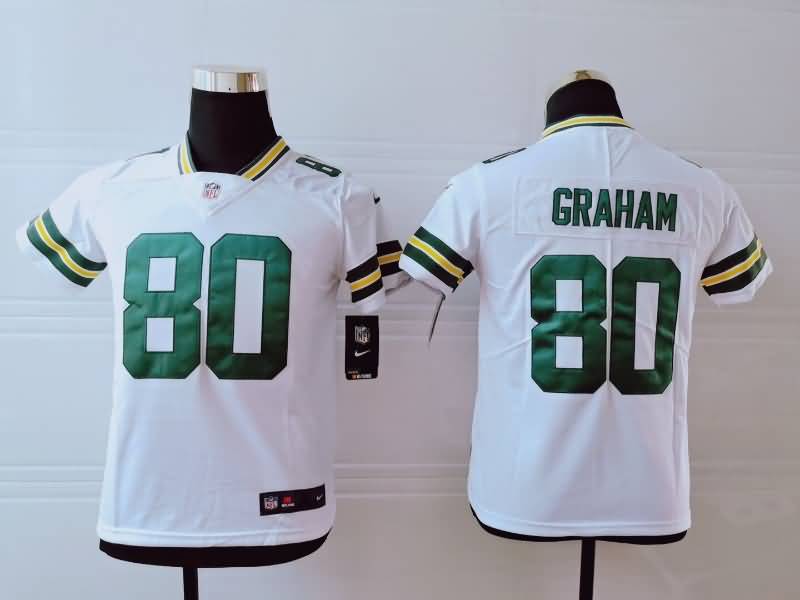 Green Bay Packers Kids GRAHAM #80 White NFL Jersey