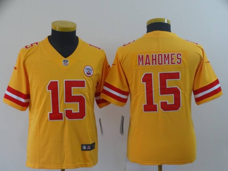 Kansas City Chiefs Kids MAHOMES #15 Yellow Inverted Legend NFL Jersey