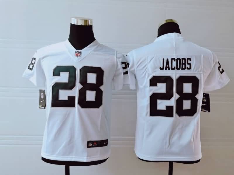 Las Vegas Raiders Kids JACOBS #28 White NFL Jersey 02