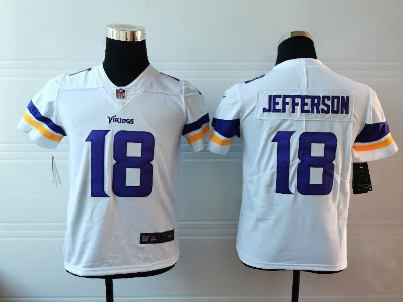 Minnesota Vikings Kids JEFFERSON #18 White NFL Jersey