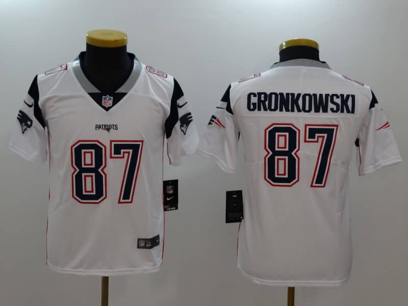 New England Patriots Kids GRONKOWSKI #87 White NFL Jersey