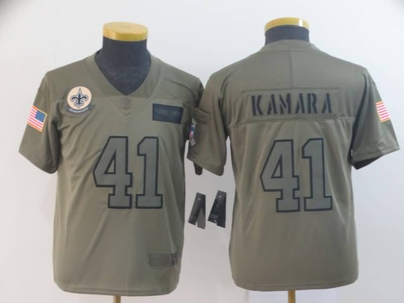 New Orleans Saints Kids KAMARA #41 Olive Salute To Service NFL Jersey