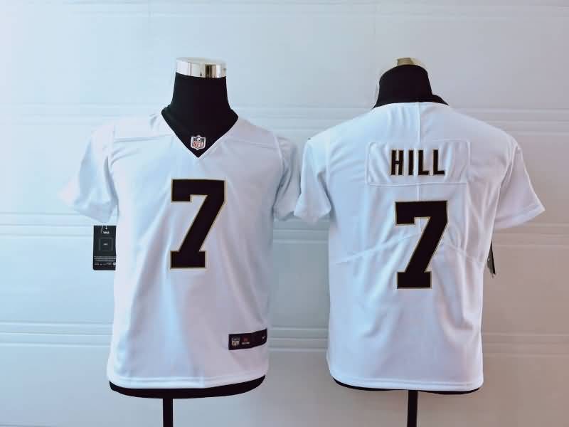 New Orleans Saints Kids HILL #7 White NFL Jersey