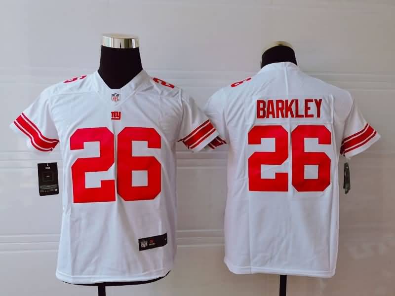 New York Giants Kids BARKLEY #26 White NFL Jersey