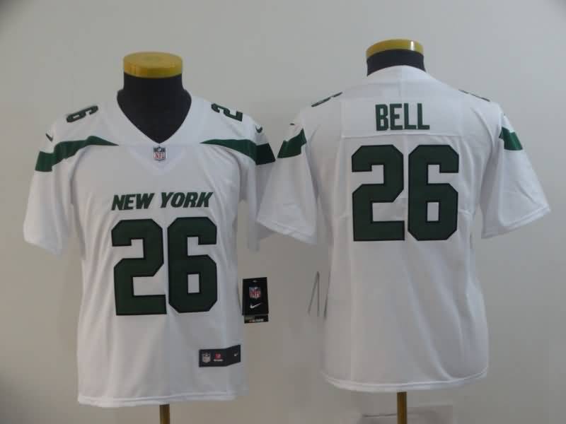 New York Jets Kids BELL #26 White NFL Jersey