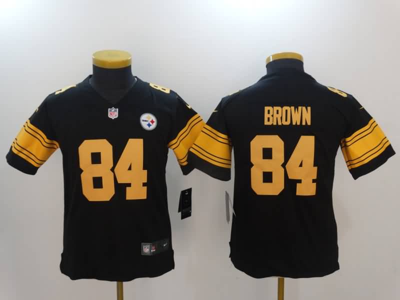 Pittsburgh Steelers Kids BROWN #84 Black NFL Jersey 03