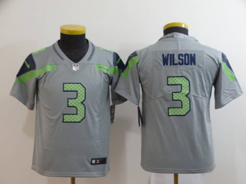 Seattle Seahawks Kids WILSON #3 Grey Inverted Legend NFL Jersey