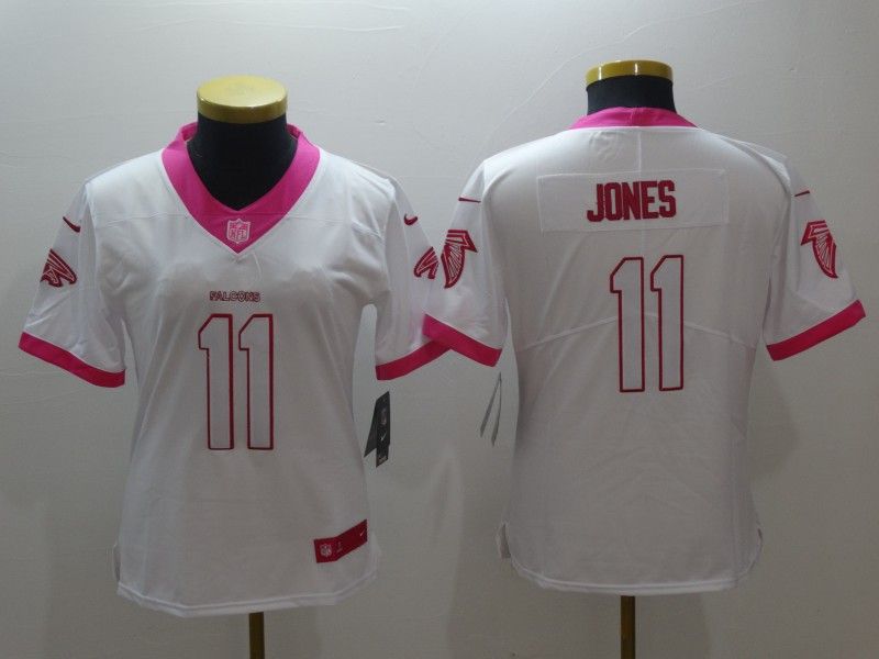 Atlanta Falcons JONES #11 White Fashion Women NFL Jersey