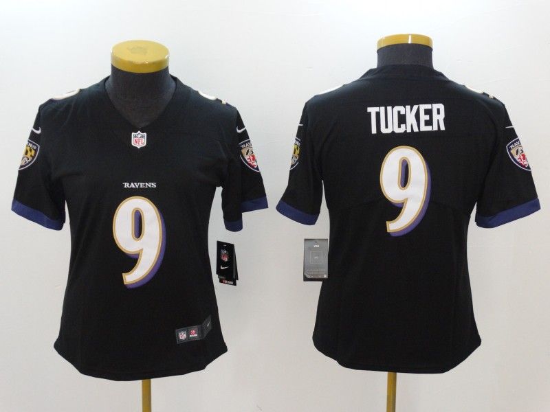 Baltimore Ravens TUCKER #9 Black Women NFL Jersey