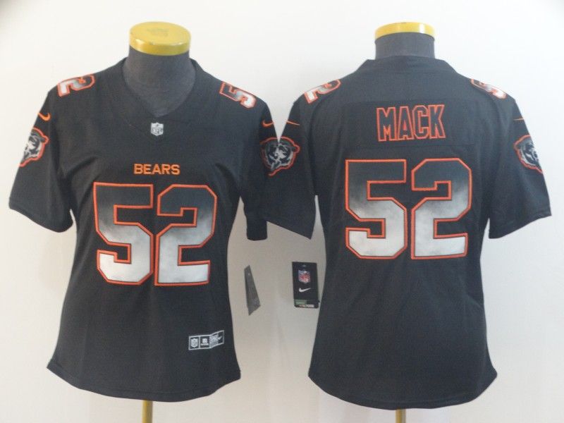 Chicago Bears MACK #52 Black Smoke Fashion Women NFL Jersey