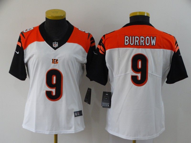 Cincinnati Bengals BURROW #9 White Women NFL Jersey