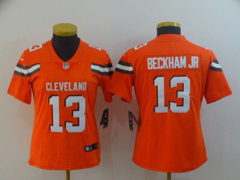 Cleveland Browns BECKHAM JR #13 Orange Women NFL Jersey