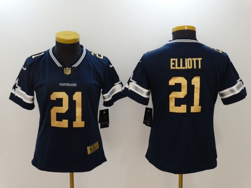 Dallas Cowboys ELLIOTT #21 Dark Blue Women NFL Jersey 04