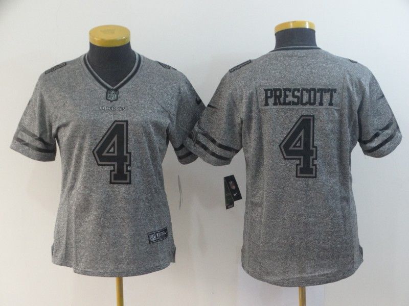 Dallas Cowboys PRESCOTT #4 Grey Women NFL Jersey