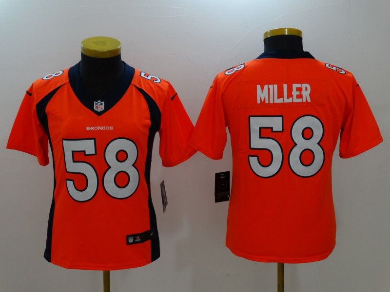 Denver Broncos MILLER #58 Orange Women NFL Jersey