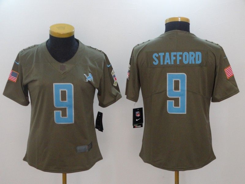 Detroit Lions STAFFORD #9 Olive Salute To Service Women NFL Jersey