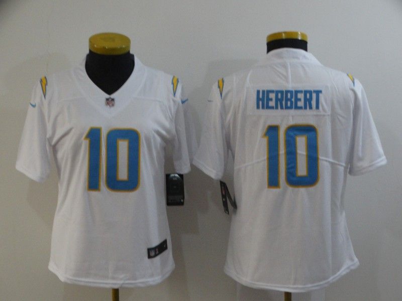 Los Angeles Chargers HERBERT #10 White Women NFL Jersey