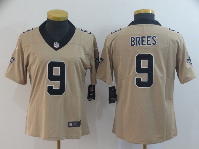 New Orleans Saints BREES #9 Tan Inverted Legend Women NFL Jersey