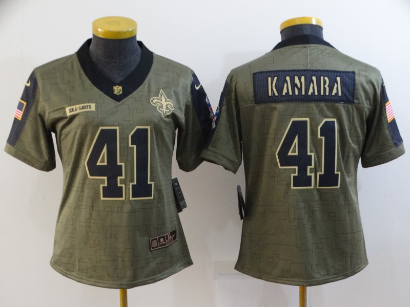 New Orleans Saints KAMARA #41 Olive Salute To Service Women NFL Jersey 03