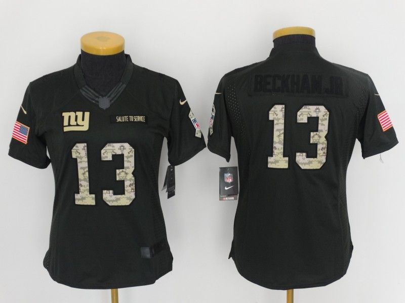 New York Giants BECKHAM JR #13 Olive Salute To Service Women NFL Jersey 02