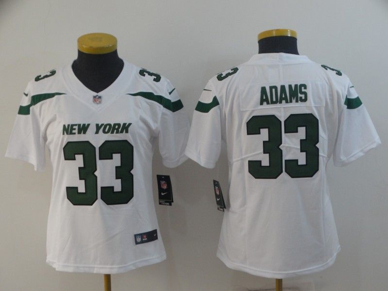 New York Jets ADAMS #33 White Women NFL Jersey