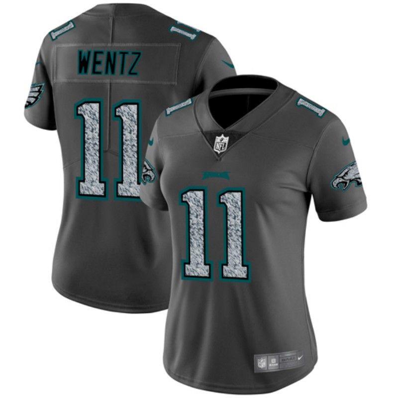 Philadelphia Eagles WENTZ #11 Grey Fashion Women NFL Jersey