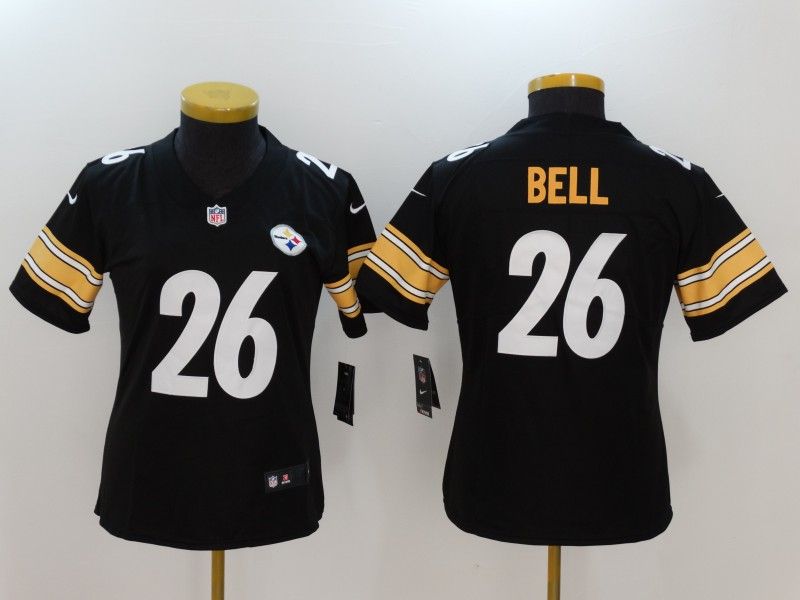 Pittsburgh Steelers BELL #26 Black Women NFL Jersey
