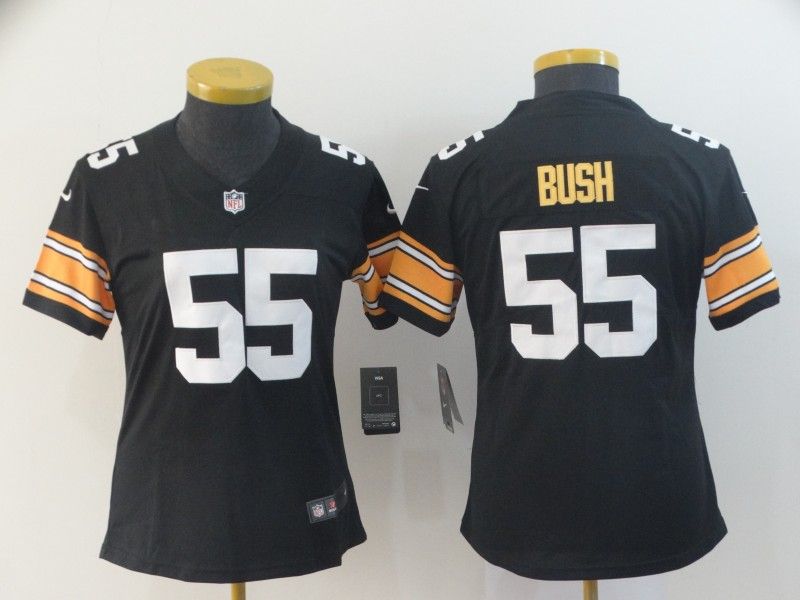 Pittsburgh Steelers BUSH #55 Black Women NFL Jersey