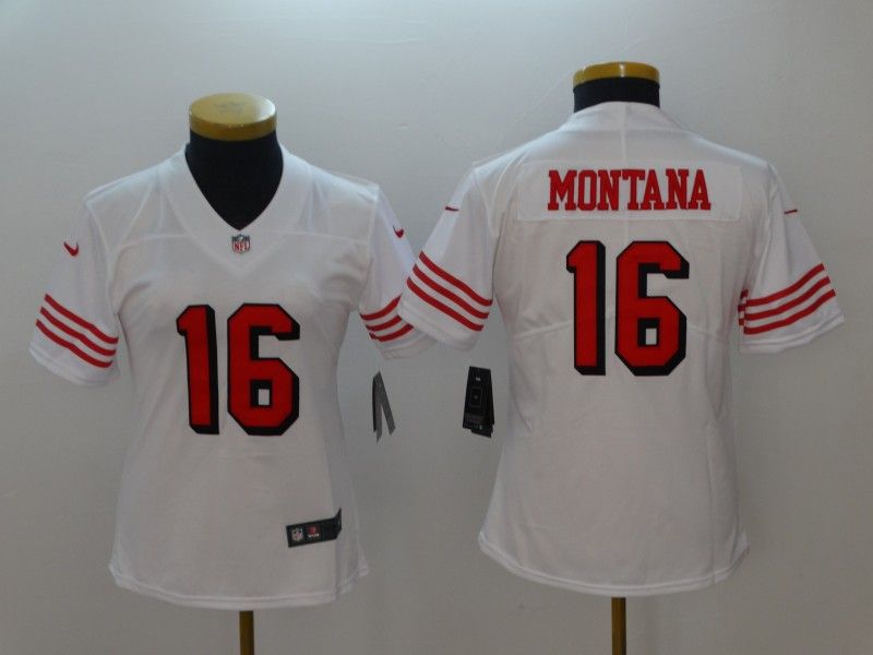 San Francisco 49ers MONTANA #16 White Women NFL Jersey