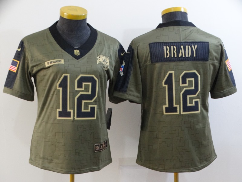 Tampa Bay Buccaneers BRADY #12 Olive Salute To Service Women NFL Jersey