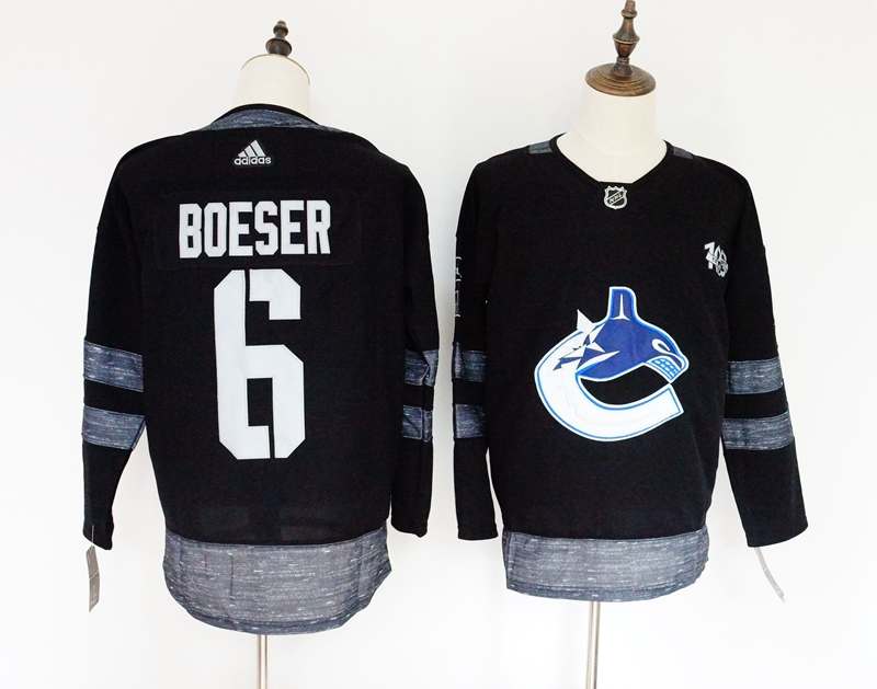 Vancouver Canucks BOESER #6 Black 100th Anniversary NHL Jersey