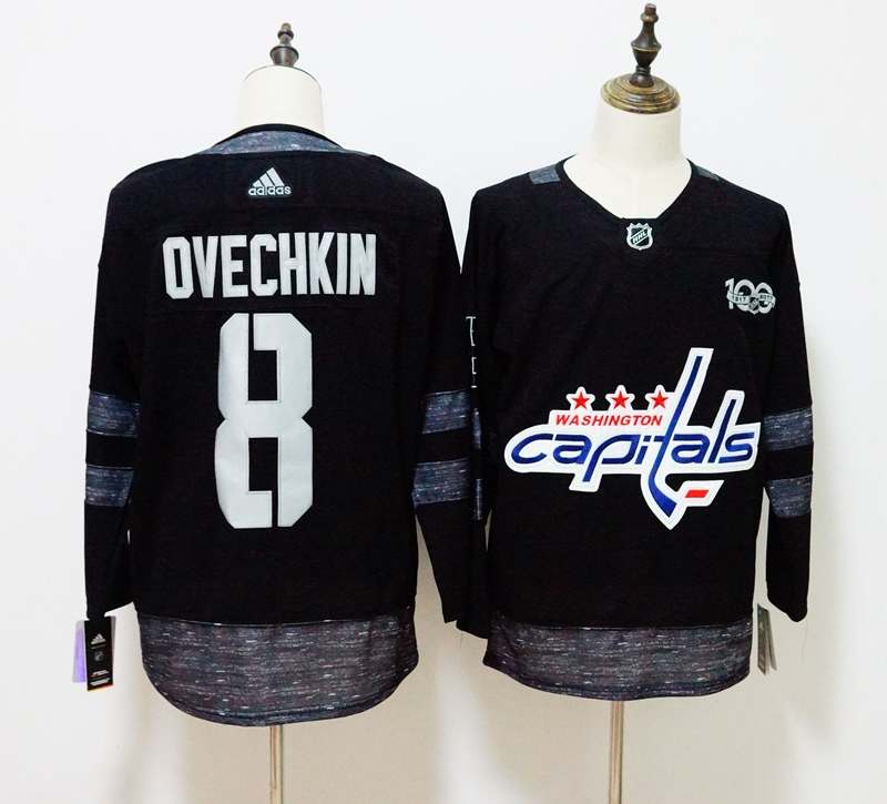 Washington Capitals OVECHKIN #8 Black 100th Anniversary NHL Jersey