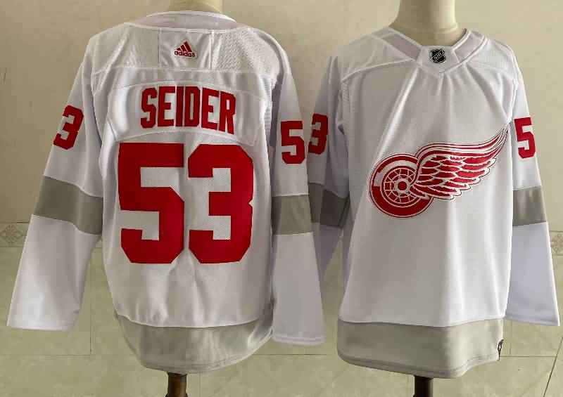 Detroit Red Wings SEIDER #53 White NHL Jersey