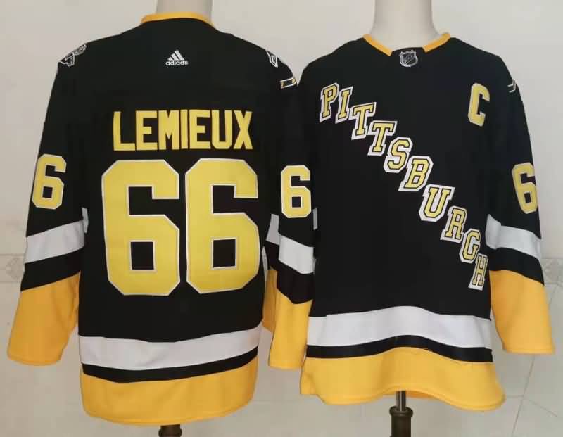 Pittsburgh Penguins LEMIEUX #66 Black NHL Jersey 02