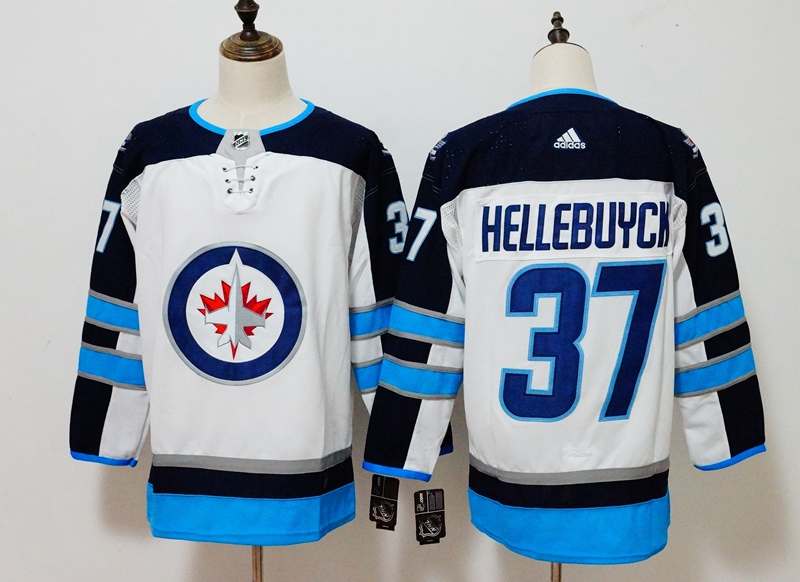 Winnipeg Jets HELLEBUYCK #37 White NHL Jersey