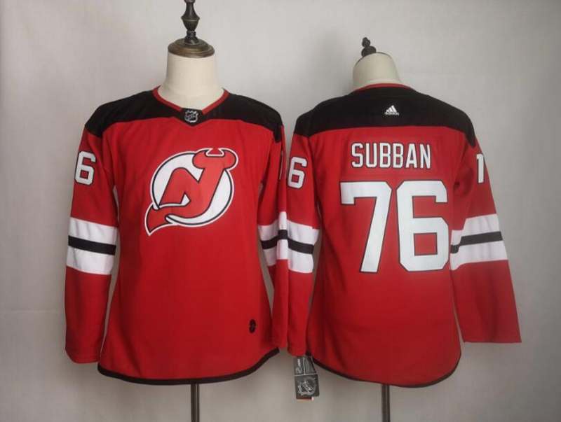 New Jersey Devils SUBBAN #76 Red Women NHL Jersey