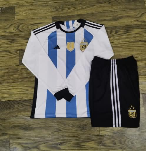 Argentina 2022 Home 3 Stars Long Sleeve Soccer Jersey