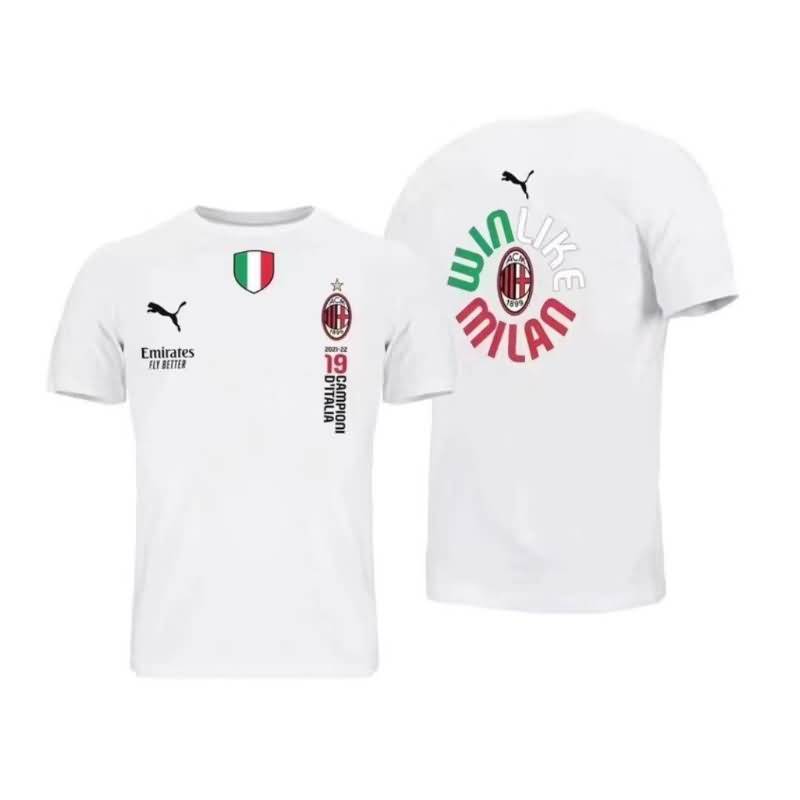 AAA(Thailand) AC Milan 2022 19 Champions White Soccer T-Shirts