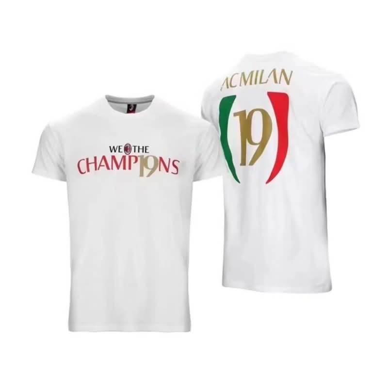 AAA(Thailand) AC Milan 2022 19 Champions White Soccer T-Shirts 02