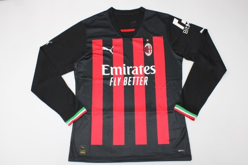 AAA(Thailand) AC Milan 22/23 Home Long Slevee Soccer Jersey