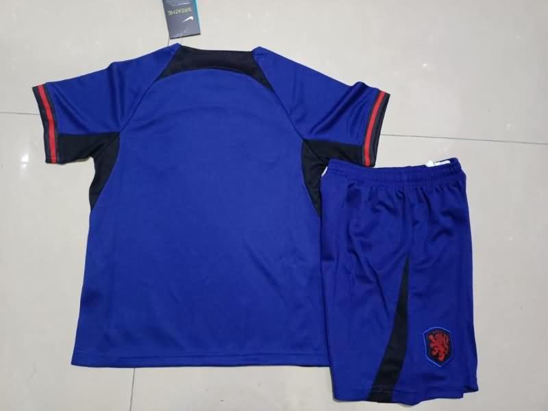 Netherlands 2022 Kids Away Soccer Jersey And Shorts