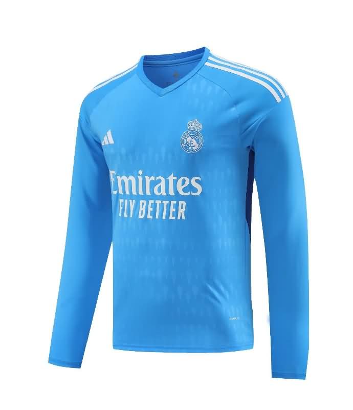AAA(Thailand) Real Madrid 23/24 Goalkeeper Blue Long Sleeve Soccer Jersey