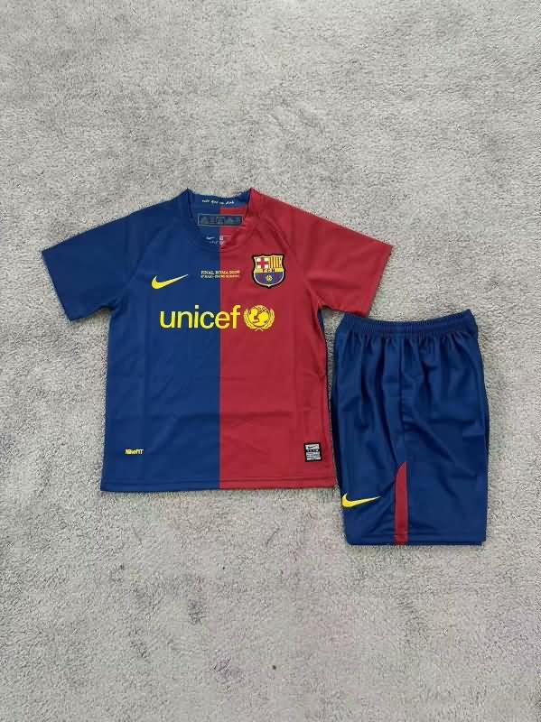 Barcelona 2008/09 Kids Home Final Soccer Jersey And Shorts