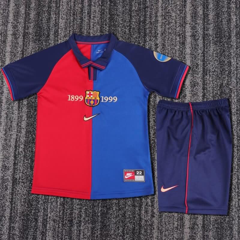 Barcelona 1999/00 Kids Home Soccer Jersey And Shorts