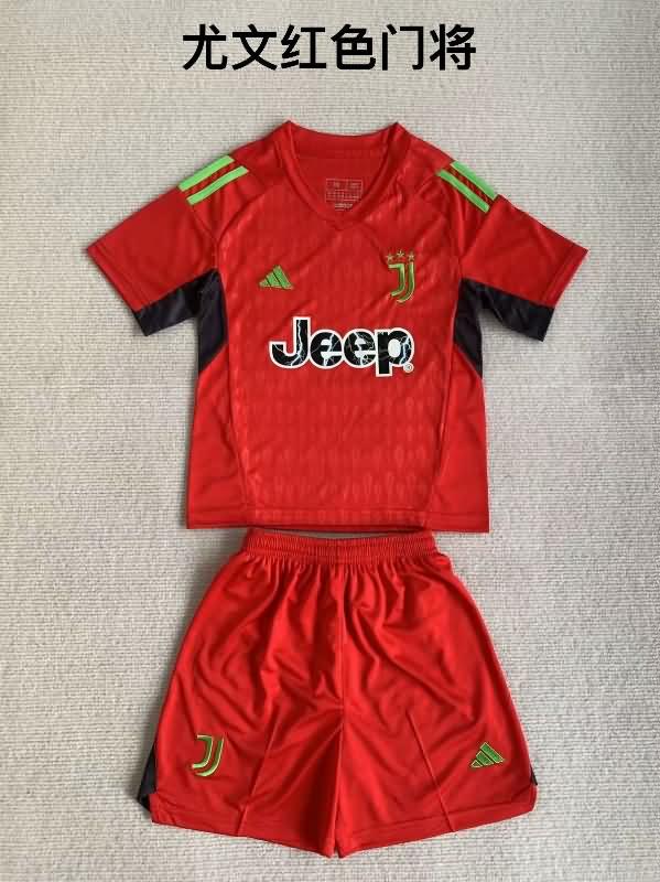 Juventus 23/24 Kids Goalkeeper Red Soccer Jersey And Shorts