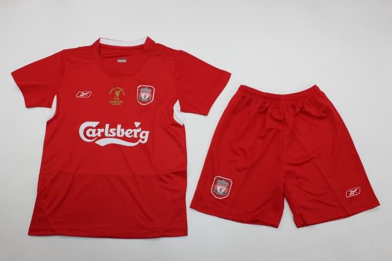 Liverpool 2004/05 Kids Home Final Soccer Jersey And Shorts