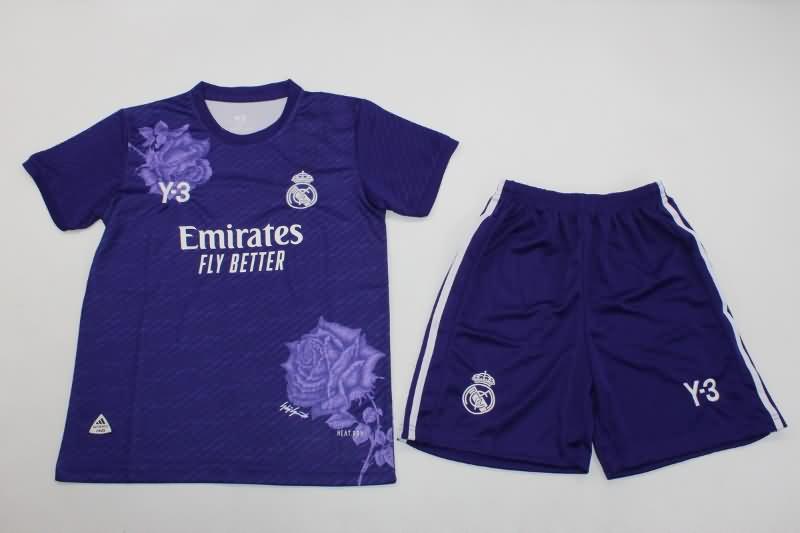 Real Madrid 23/24 Kids Fourth Purple Soccer Jersey And Shorts