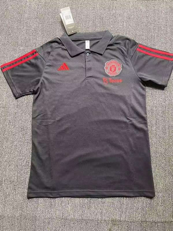 AAA(Thailand) Manchester United 23/24 Dark Grey Polo Soccer T-Shirt